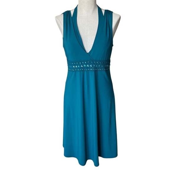 DKNY Teal Green Halter Rhinestone Studded Swimsuit Sz 10 NWT & Cover-Up Dress L - Picture 13 of 14